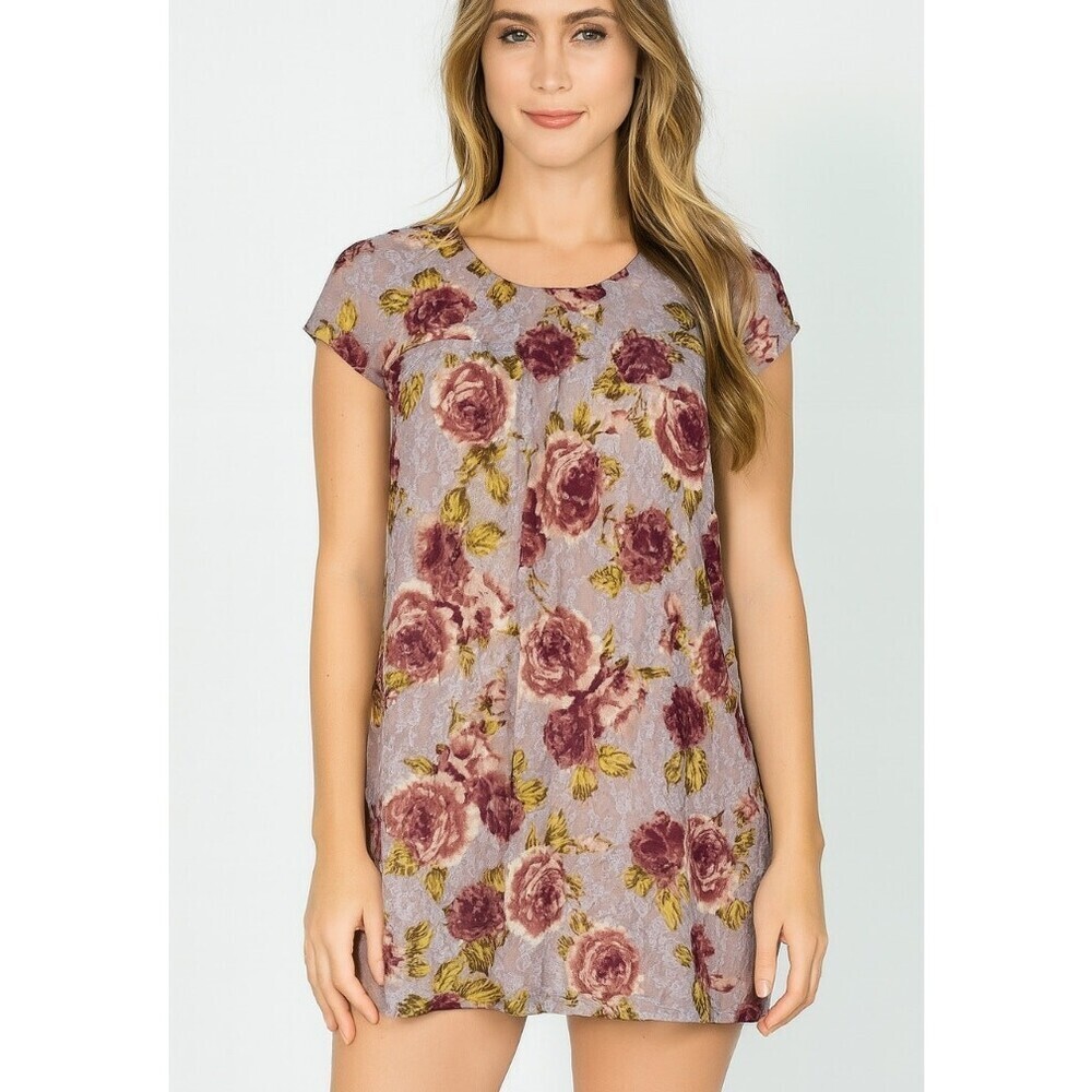 Suzanne Betro blouse Floral sleeveless blouse SZ XL Lace overlay stretch floral